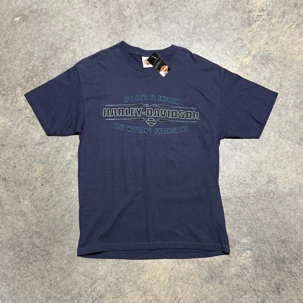 Harley-davidson Men's Navy and Blue T-shirt